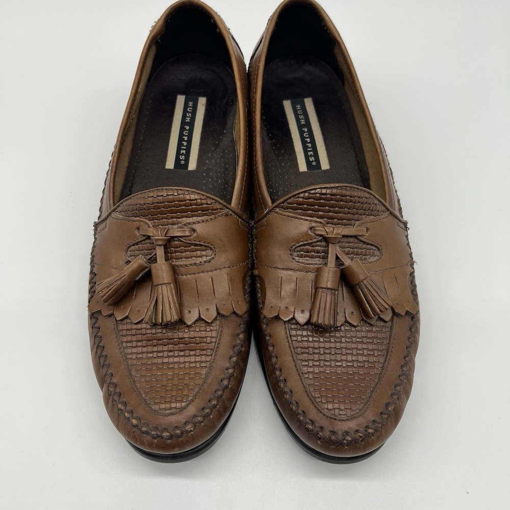 Hush Puppies Men's Loafers Brown Leather Tassel Kiltie Apron Toe Slip On 9.5M - Picture 6 of 16